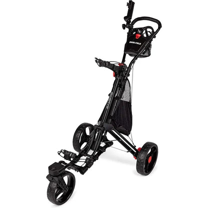 Swerve 3 Wheel Push Pull Golf Cart with Umbrella Holder and Storage Bag