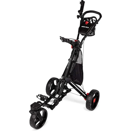 Swerve 3 Wheel Push Pull Golf Cart with Umbrella Holder and Storage Bag