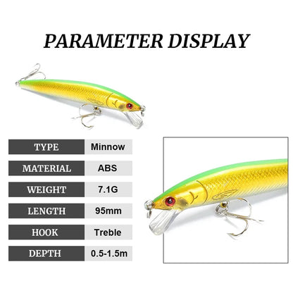 10 PCS Minnow Fishing Lures Floating Hard Bait95mm 7g Artificial Bait Wobbler Crankbait Carp Perch Pesca Fishing Tackle