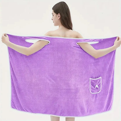 Wearable Velvet Bath Towel, Great Water Absorption.