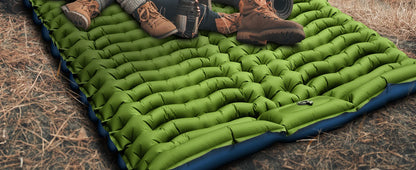 WESTTUNE 4" Double Sleeping Pad  with Pillow and Built-in Foot Pump