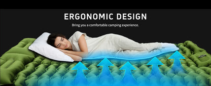 WESTTUNE 4" Double Sleeping Pad  with Pillow and Built-in Foot Pump