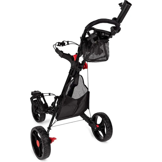 Swerve 3 Wheel Push Pull Golf Cart with Umbrella Holder and Storage Bag
