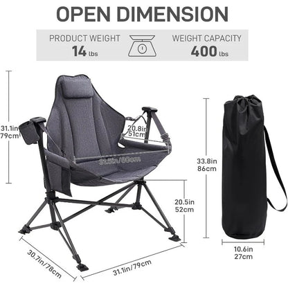 Padded Hammock Camping Chair, with Detachable Cup Holder.