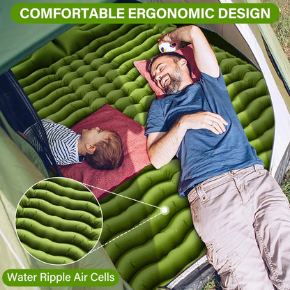 WESTTUNE 4" Double Sleeping Pad  with Pillow and Built-in Foot Pump