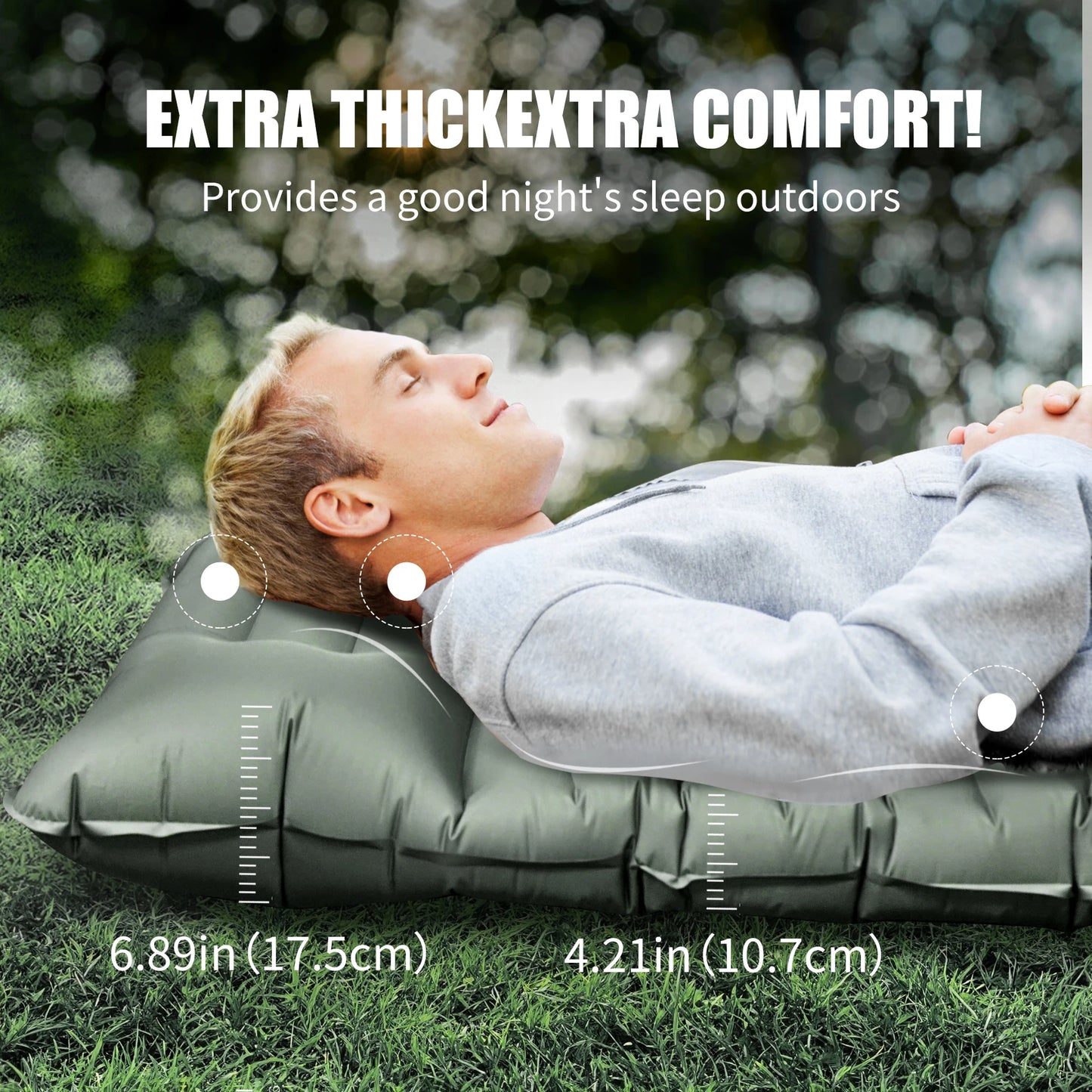 WTVIDAS Camping Sleeping  Inflatable Mattress with Built-in Pump & Pillow