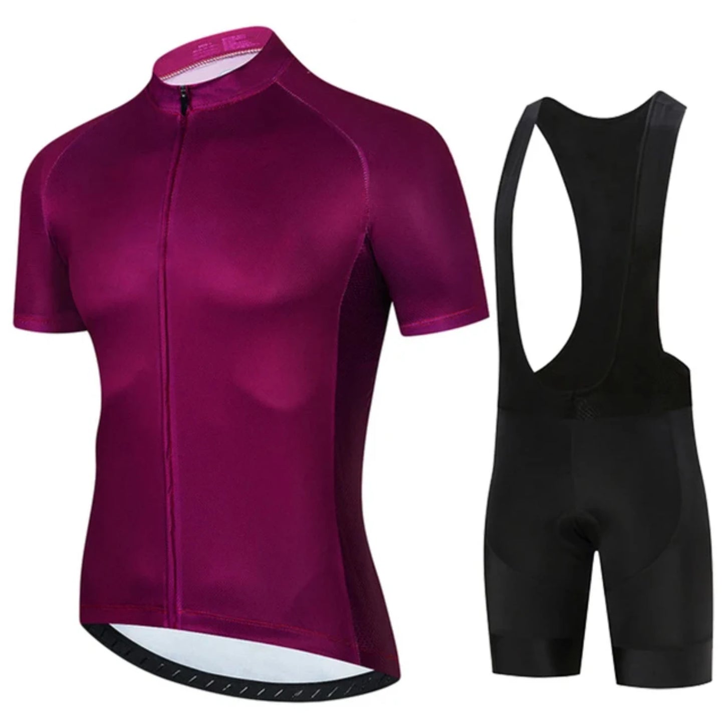 All Black Cycling Jersey Bib Short Set