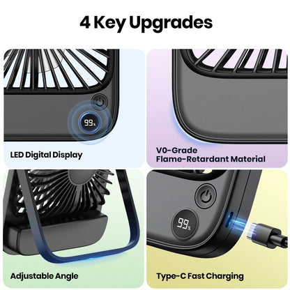 TOPK Rechargeable Mini Fan for Camping,with Battery