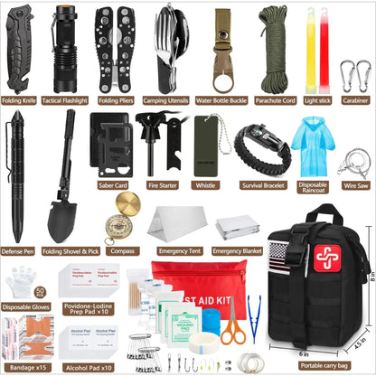 238Pcs Professional Emergency Survival Kit, with  Emergency Tent for Earthquake
