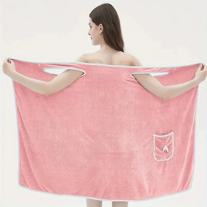 Wearable Velvet Bath Towel, Great Water Absorption.