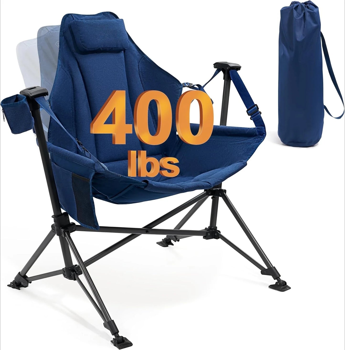 Padded Hammock Camping Chair, with Detachable Cup Holder.