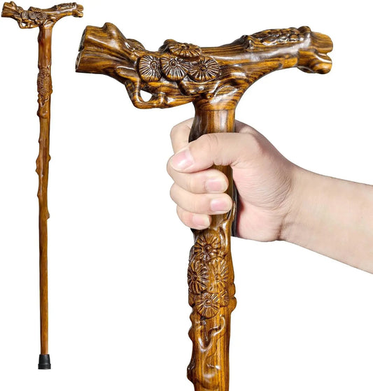Hand-Carved Wood Walking  Stick