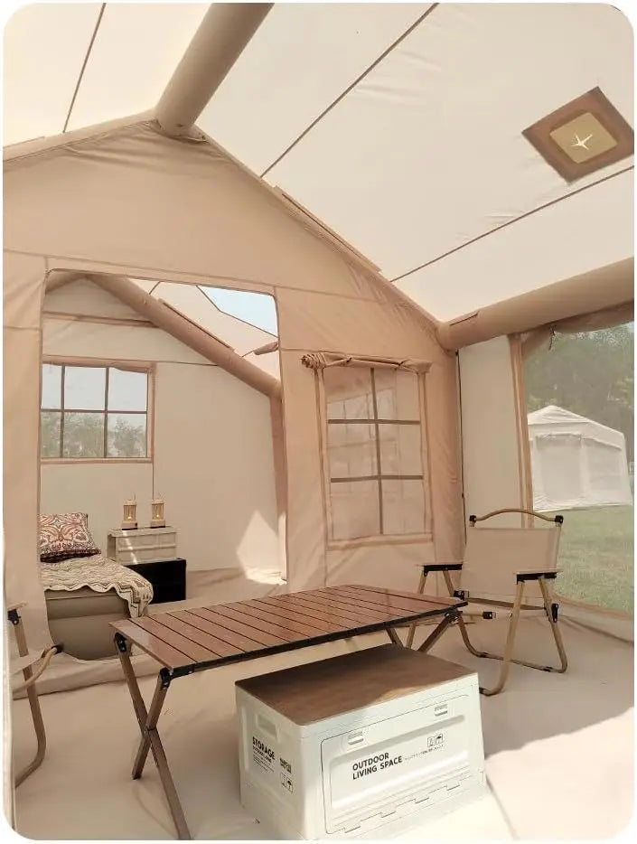 10-12 People Inflatable Tent for Camping Easy Setup with stove jack.