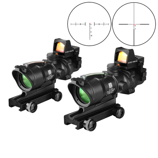 Fiber Optics Red Dot Illuminated Chevron, Glass Etched Reticle