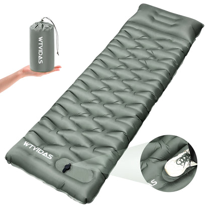 WTVIDAS Camping Sleeping  Inflatable Mattress with Built-in Pump & Pillow
