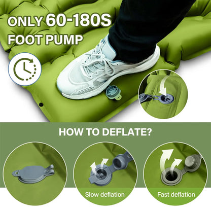 WESTTUNE 4" Double Sleeping Pad  with Pillow and Built-in Foot Pump