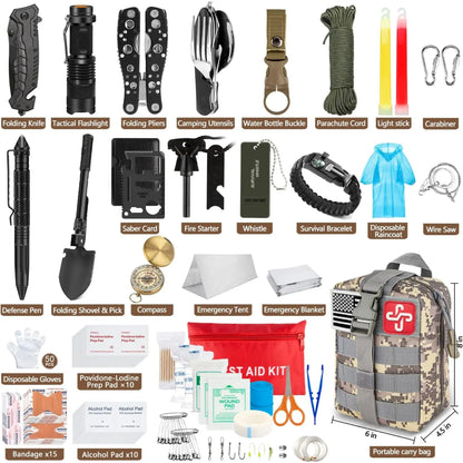 238Pcs Professional Emergency Survival Kit, with  Emergency Tent for Earthquake