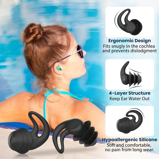 4 pairs silicone swimming earplugs  to protect, ears from water