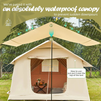 10-12 People Inflatable Tent for Camping Easy Setup with stove jack.