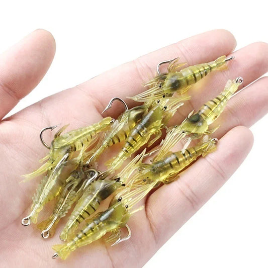 Glow-in-Dark Shrimp Bait with Hooks