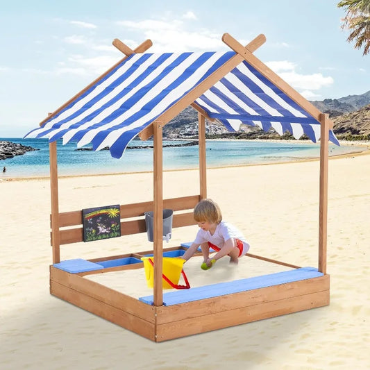 Wooden Sandbox with Roof