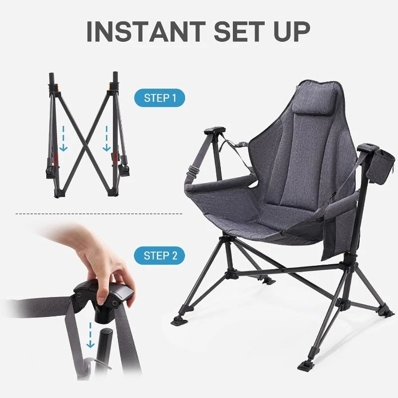 Padded Hammock Camping Chair, with Detachable Cup Holder.
