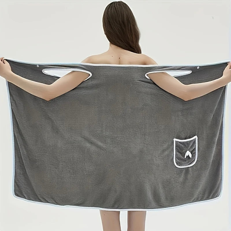 Wearable Velvet Bath Towel, Great Water Absorption.