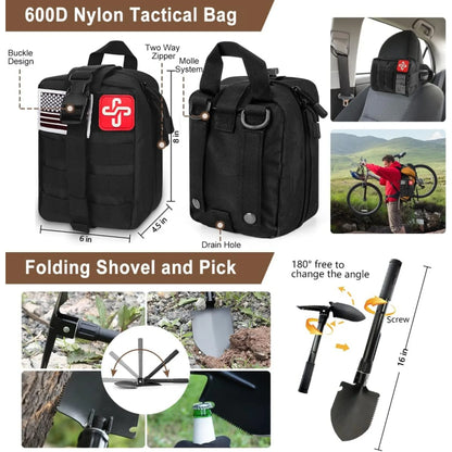 238Pcs Professional Emergency Survival Kit, with  Emergency Tent for Earthquake