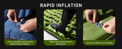 WESTTUNE 4" Double Sleeping Pad  with Pillow and Built-in Foot Pump
