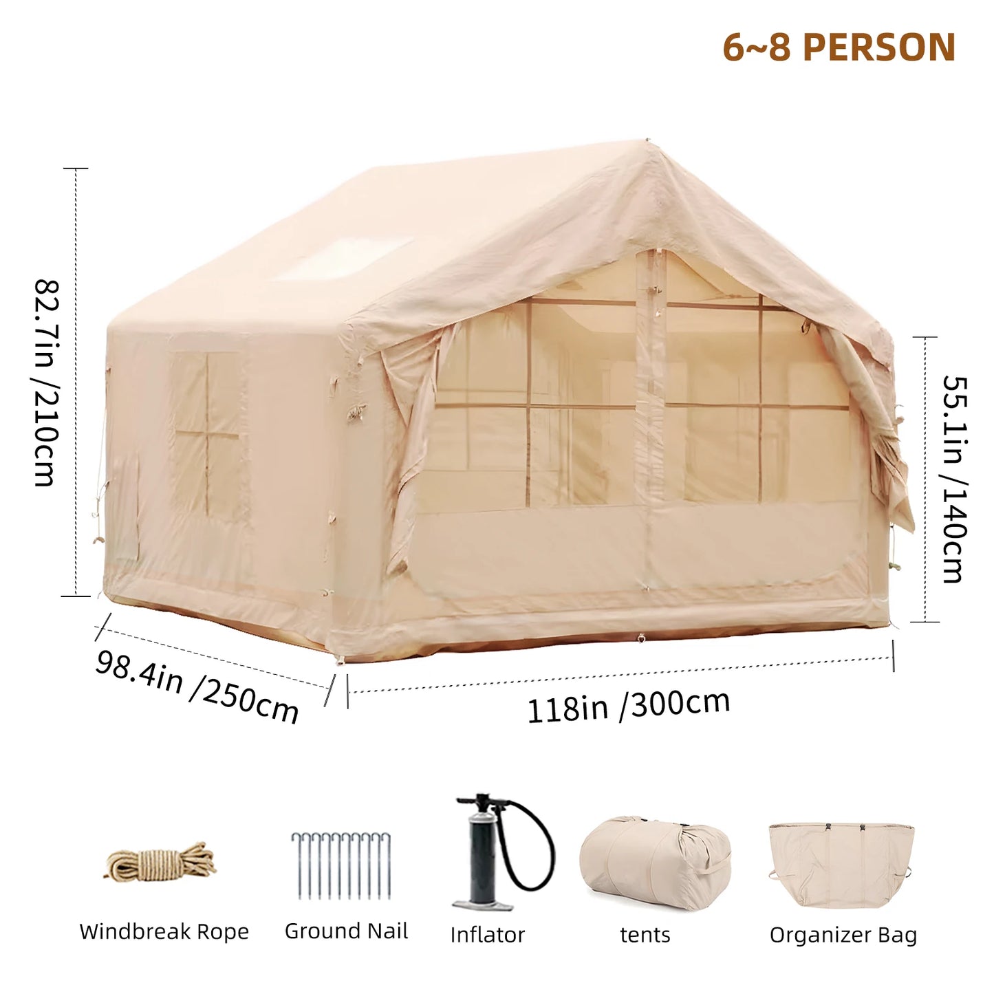 Inflatable Tent for Camping -  Ultra-Quick Setup with Stove