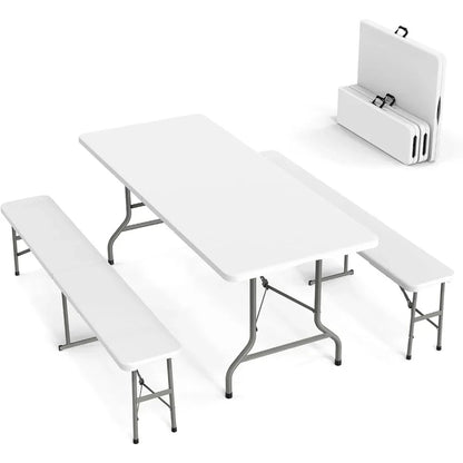 3-Piece Picnic Table Set with 2 Benches 6 Feet Folding Camping