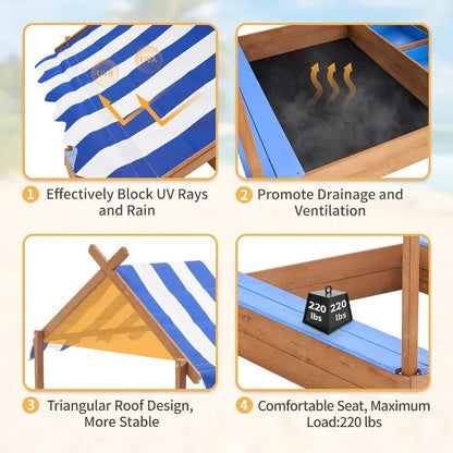 Wooden Sandbox with Roof