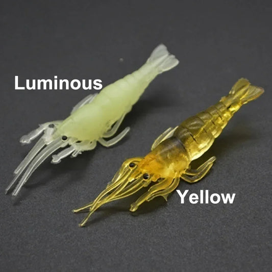 Glow-in-Dark Shrimp Bait with Hooks