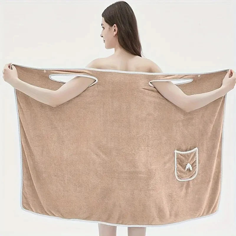 Wearable Velvet Bath Towel, Great Water Absorption.