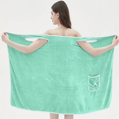 Wearable Velvet Bath Towel, Great Water Absorption.