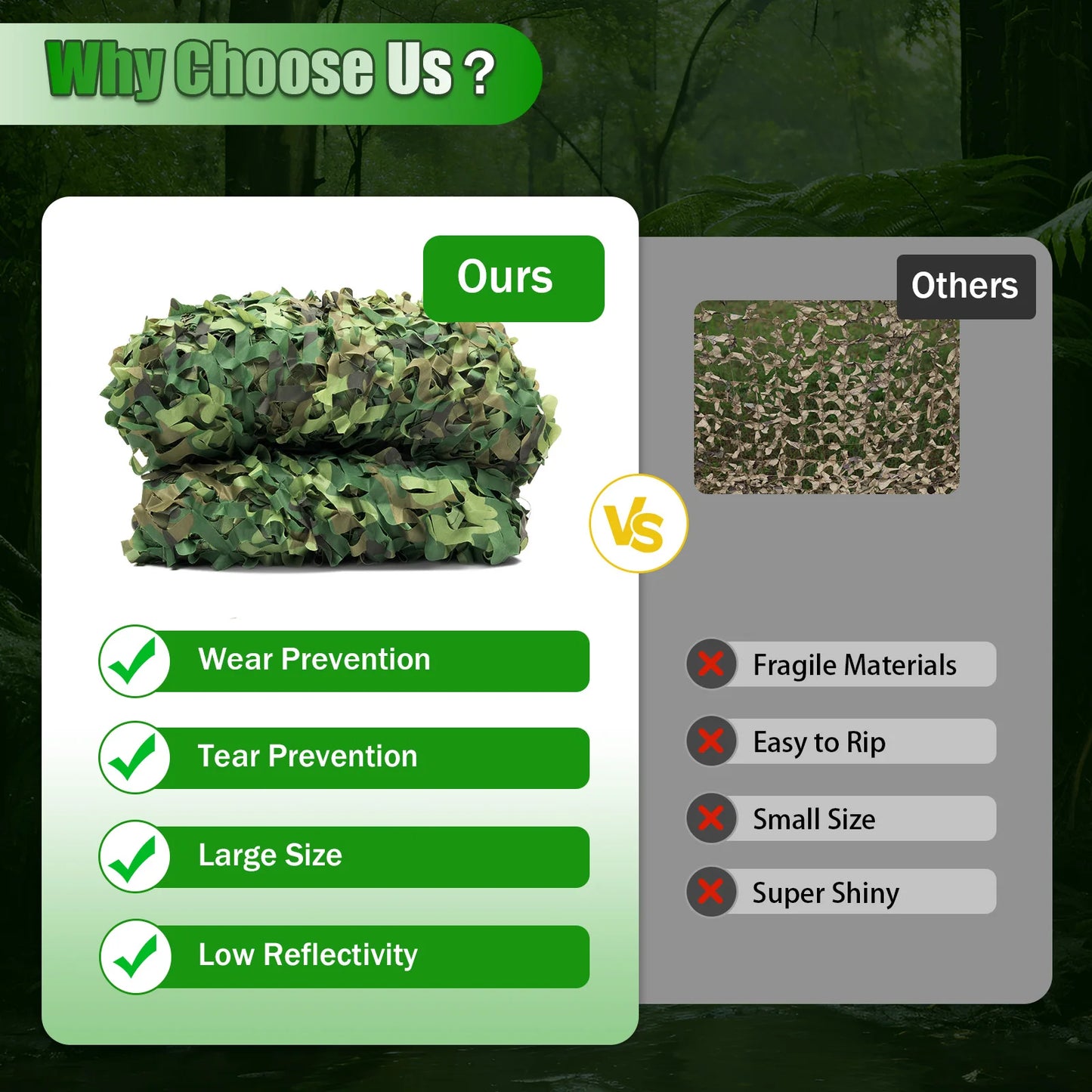 Polyester Nylon Camouflage Net for Camping, Hunting