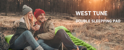 WESTTUNE 4" Double Sleeping Pad  with Pillow and Built-in Foot Pump