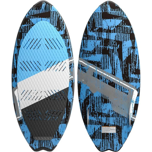 Wake surfboard with 2 detachable tail fins.