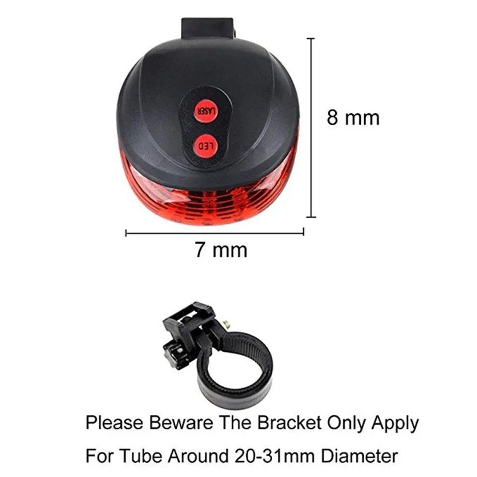 LED 2 Laser Bicycle Rear Warning  Taillight