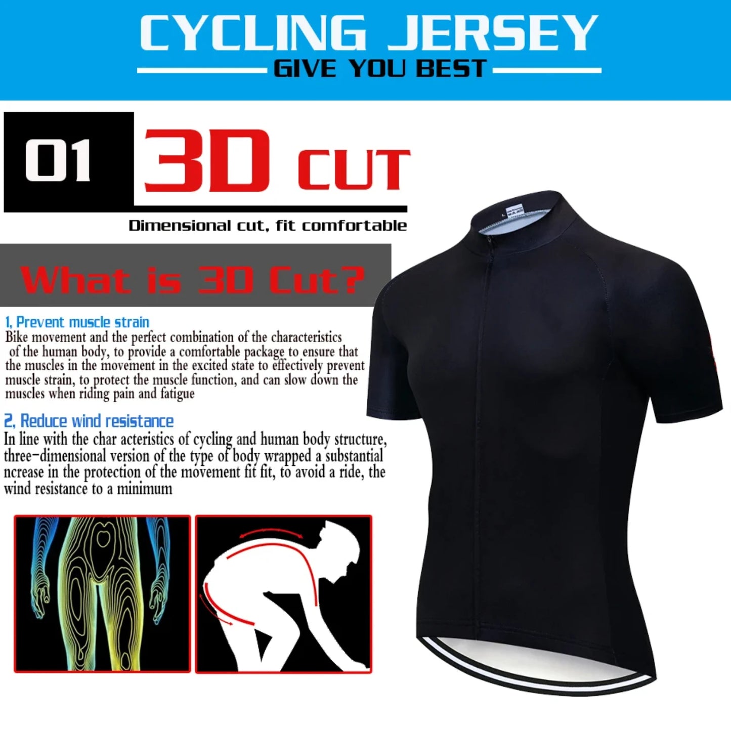 All Black Cycling Jersey Bib Short Set
