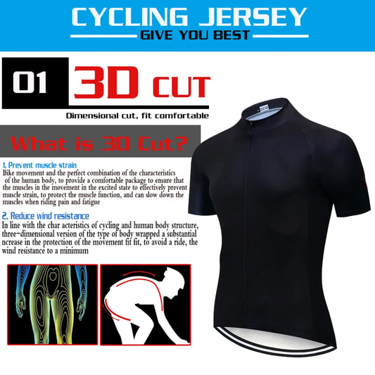 All Black Cycling Jersey Bib Short Set