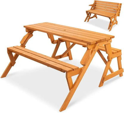 Transforming Wooden Picnic Table